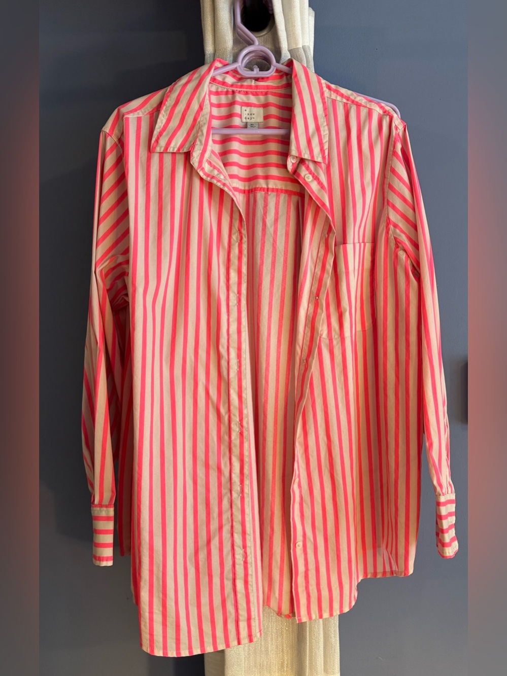 a new day Pink and White Striped Button-Down Shirt